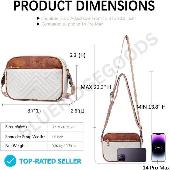 Brand New BOSTANTEN Crossbody Bag Small White Quilted Vegan - Picture 3 of 4